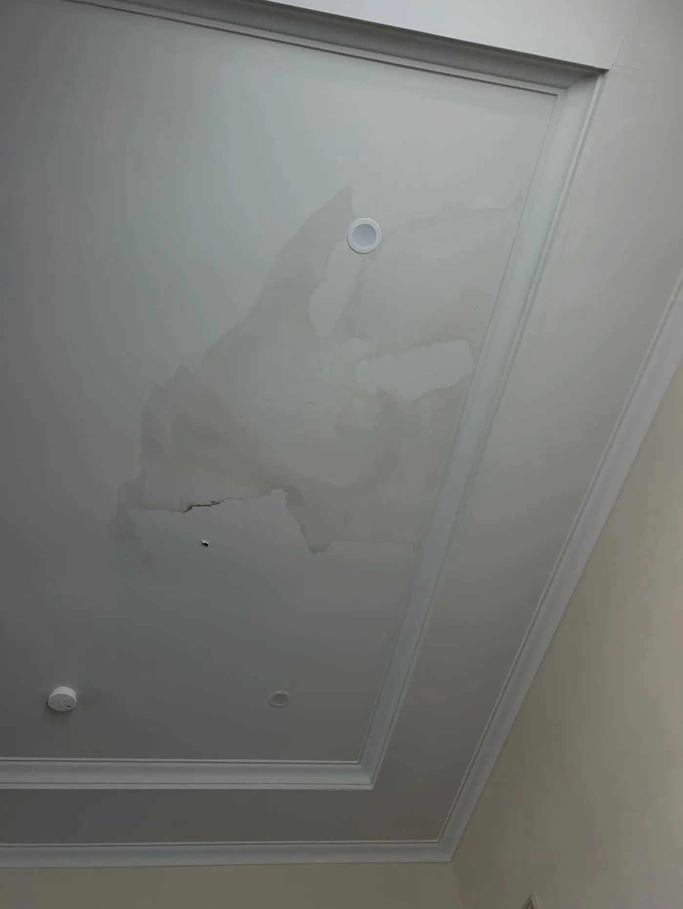 Ceiling damaged by water after heavy rain